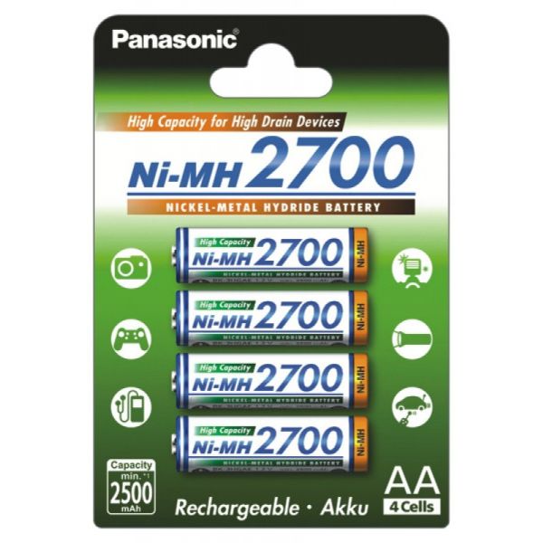 Аккумуляторы Panasonic High Capacity АА 2700 mah, 4 шт./уп. (BK-3HGAE/4BE)