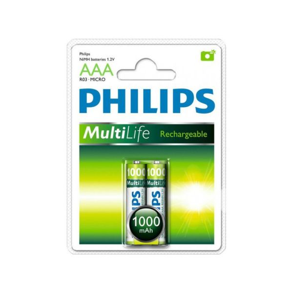 Аккумуляторы Philips MultiLife AAA 1000 mAh 2 шт./уп.