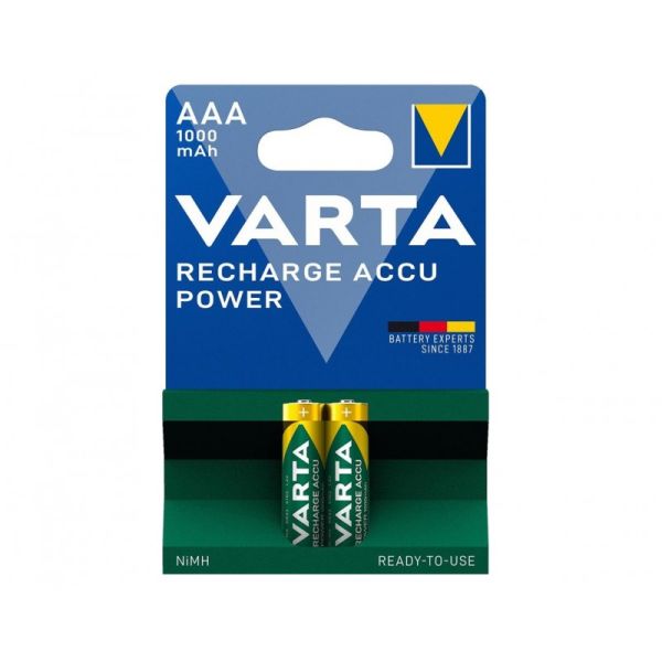 Аккумуляторы VARTA Recharge ACCU AAA 1000mAh RTU, 2 шт./уп. (05703301402)