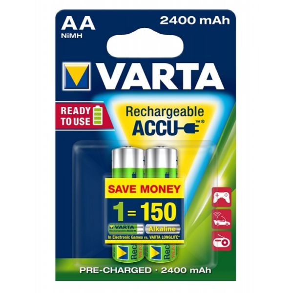 Аккумуляторы Varta Rechargeable Accu AA 2400 mAh 2 шт./уп. (56756101402)