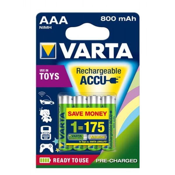 Аккумуляторы Varta Toys ACCU AAA 800 mAh, 4 шт./уп. (56783101404)