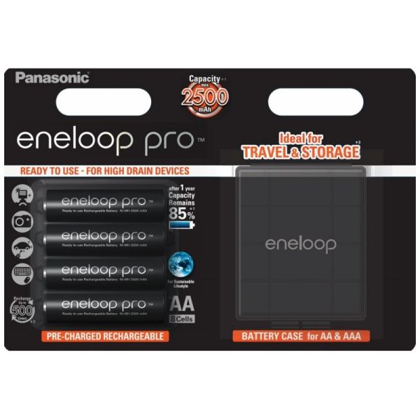 Акумулятори Panasonic Eneloop Pro AA 2600 mAh (min.2500mah), 4 шт./уп.+кейс (BK-3HCDEC4BE)