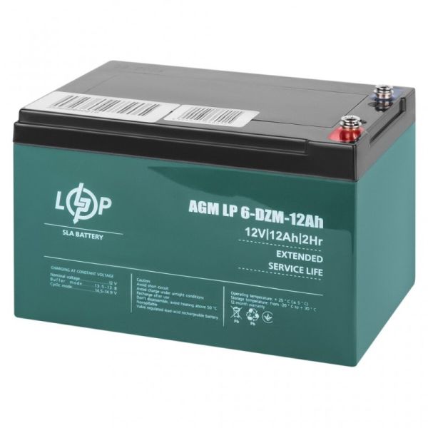 Тяговый свинцово-кислотный аккумулятор LogicPower LP 6-DZM-12 Ah - под Болт М5