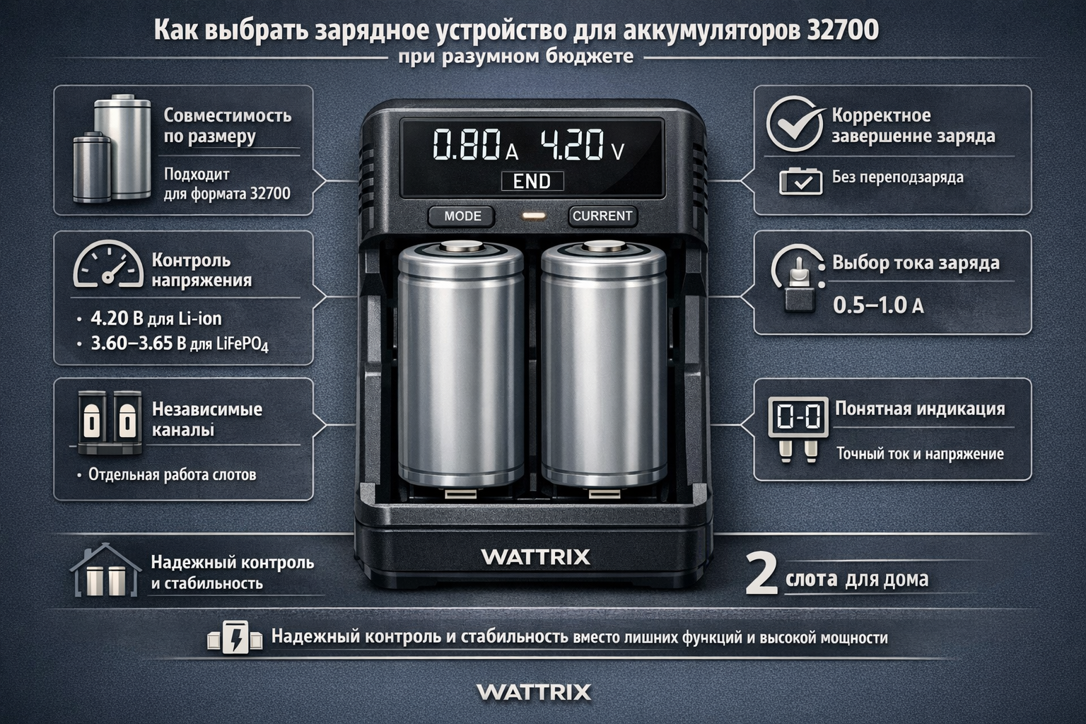 Зарядное устройство для аккумуляторов 32700 акция выгодные цены и отзывы покупателей в интернет-магазине WATTRIX